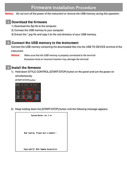 yamaha雅马哈Firmware Installation Guide for CVP-701